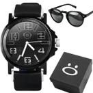 Relogio Masculino Aço Preto ponteiro preto branco autentico robusto social silicone ajustavel acetato original presente