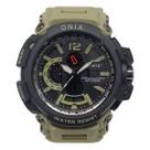 Relógio Masculino AnaDigi Onix OX124 Resistente à água 5 ATM Preto Caixa em Resina Pulseira de Plástico Bege Visor Acrílico Redondo Fivela Bateria