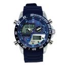 Relógio Masculino AnaDigi Tuguir 2308 Resistente à água 5 ATM Azul e Prata Caixa em Metal Prata Pulseira de Borracha Azul Visor Cristal Mineral