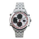 Relógio Masculino AnaDigi Tuguir Infinity GCS-1273 Resistente à água 5 ATM Branco e Vermelho Caixa em Aço Prata Pulseira de Aço Visor Cristal Mineral