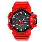 Relógio Masculino AnaDigi Tuguir TG250 Resistente à água 5 ATM Preto Caixa em Resina Vermelho Pulseira de Plástico Visor Acrílico Redondo Fivela
