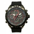 Relógio Masculino AnaDigi Weide WH6909 Resistente à água 3 ATM Caixa em Metal Preto Pulseira de Silicone Visor Cristal Mineral Redondo Fivela Bateria