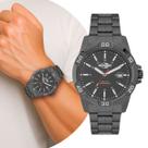 Relógio Masculino Analógico de Pulso Movimento Quartzo Pulseira e Caixa de Aço Inoxidável à Prova D Água Grafite Elegante Luxo Casual Social Mormaii