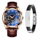 Relógio Masculino Analógico Funcional Dourado + Pulseira