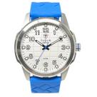 Relógio Masculino Analógico Tuguir Infinity 23-2236 Resistente à água 5 ATM Branco Caixa em Aço Prata Pulseira de Silicone Azul Visor Cristal Mineral