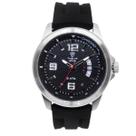 Relógio Masculino Analógico Tuguir Infinity 9169F Resistente à água 5 ATM Branco Caixa em Aço Prata Pulseira de Silicone Preto Visor Cristal Mineral