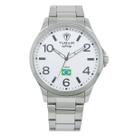 Relógio Masculino Analógico Tuguir Infinity TGI37226 Resistente à água 5 ATM Branco Caixa em Aço Prata Pulseira de Aço Visor Cristal Mineral Redondo