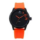 Relógio Masculino Analógico Tuguir TG224 Resistente à água 5 ATM Preto Caixa em Metal Pulseira de Silicone Laranja Visor Cristal Mineral Redondo