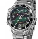 Relógio masculino analógico weide prata e camuflado inox social WH-843