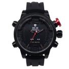 Relógio Masculino Analógico Weide WH-5210 Resistente à água 3 ATM Caixa em Metal Preto Pulseira de Silicone Visor Cristal Mineral Redondo Fivela
