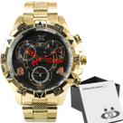 Relogio masculino caixa aço inoxidável dourado premium social original grande ponteiro presente mostrador preto casual