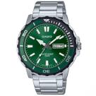 Relógio Masculino Casio Collect Aço Prata Verde Prova D'Água MTD-125D-3AVDF