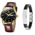 Relógio Masculino Casual De Luxo Dourado Social + Pulseira Relógio Masculino Casual De Luxo Dourado Social + Pulseira