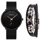 Relógio Masculino Casual Luxo Ultra Fino + Bracelete Metal