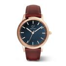 Relógio Masculino Casual Rosê Pulseira Couro 40mm New Port