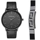 Relógio Masculino Casual Ultra Fino De Luxo Preto + Pulseira