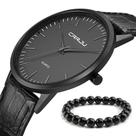 Relógio Masculino Casual Ultra Fino De Luxo Preto + Pulseira