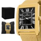 Relógio Masculino Champion Dourado Pulseira Aço Mostrador Preto Original Resistente à Água CN21345U Relógio Masculino Champion Dourado Pulseira Aço Mostrador Preto Original Resistente à Água CN21345U