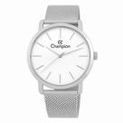 Relógio Masculino Champion Prata Aço Inoxidável Mostrador Branco Original Resistente à Água CN21425Q