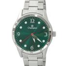 Relógio Masculino Champion Social Prateado com Fundo Verde Aço Inoxidável Prova Dágua 50m Original CH30386G