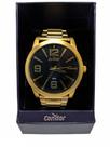Relógio masculino condor dourado fosco analógico fundo preto inox casual com caixa
