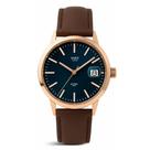 Relógio Masculino Couro Amazônia Fundo Azul Rosé Gold 40mm