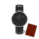 Relógio Masculino Couro Preto Luxo New Port 40mm + Carteira Relógio Masculino Couro Preto Luxo New Port 40mm + Carteira