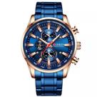 Relógio Masculino Curren 8351 Cronógrafo Funcional Azul Aço