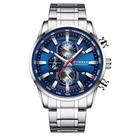 Relógio Masculino Curren 8351 Prata/Azul Cronógrafo Funcional Aço