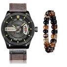 Relogio Masculino Curren Cronógrafo + Pulseira Bolinhas