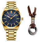 Relógio Masculino Curren Dourado Casual Luxo + Cordão