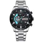 Relógio masculino curren pulseira em aço com calendário prata com preto 8402