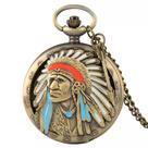 Relógio Masculino De Bolso Índio Apache Com Corrente Estojo Relógio Masculino De Bolso Índio Apache Com Corrente Estojo