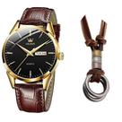Relógio Masculino De Luxo Dourado Social + Cordão Ajustável Relógio Masculino De Luxo Dourado Social + Cordão Ajustável