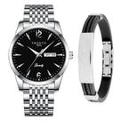 Relógio Masculino De Luxo Prata Analógico Casual + Pulseira
