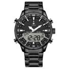 Relógio Masculino de Quartzo Digital Display Duplo Pulseira em Aço inoxidavel Impermeável