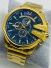 Relógio Masculino Diesel Dourado C/Azul 10 Bar - Majestoso Joias e Acessorios