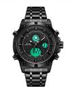 Relógio masculino digital e analógico multifunção preto cinza weide 6906 inox