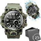 Relógio Masculino Digital Esportivo Caixa Grande Pulseira Silicone Camuflada Alarme e Resistência à Água