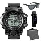 relogio masculino digital + oculos de sol protecao uv grande alarme data robusto esportivo casual original cronometro