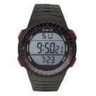 Relógio Masculino Digital Onix IT-361 Resistente à água 5 ATM Caixa em Resina Preto Pulseira de Plástico Visor Acrílico Redondo Dobrável Bateria