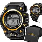 relogio masculino digital prova dagua preto silicone + caixa robusto presente grande resistente alarme original dourado