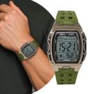 Relógio Masculino Digital Quadrado Verde de Pulso com Pulseira de Silicone à Prova D Água Militar Tático Onix