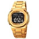 Relógio Masculino Digital Skmei 2004 Resistente à água 3 ATM Preto Caixa em Metal Dourado Pulseira de Metal Visor Cristal Mineral Redondo Dobrável