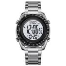 Relógio Masculino Digital Skmei 2145 Resistente à água 3 ATM Caixa em Metal Prata Pulseira de Metal Visor Cristal Mineral Redondo Dobrável com Botão Relógio Masculino Digital Skmei 2145 Resistente à água 3 ATM Caixa em Metal Prata Pulseira de Metal Visor Cristal Mineral Redondo Dobrável com Botão