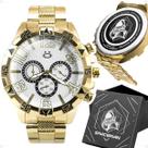relogio masculino dourado aço inoxidavel prova dagua banhado + caixa social analogico presente pesado casual original