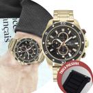 Relógio Masculino Dourado Analógico de Pulso Movimento Quartzo Troca a Pulseira à Prova D Água Redondo Grande Luxo Technos Kit com 2 Pulseiras