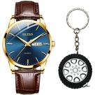 Relógio Masculino Dourado Social Pulseira Luxo + Chaveiro Relógio Masculino Dourado Social Pulseira Luxo + Chaveiro