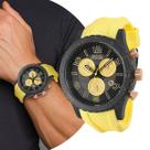 Relógio Masculino Esportivo Preto e Amarelo de Pulso Analógico com Pulseira de Silicone e Caixa de Aço à Prova D Água Redondo Robusto Magnum