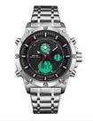 Relógio masculino esportivo weide 6906 prata preto inox anadigi digital e analógico Relógio masculino esportivo weide 6906 prata preto inox anadigi digital e analógico